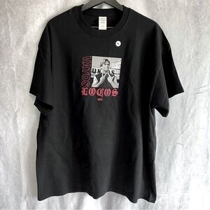 VATOS Logos Graphic Printed Black Short Sleeve Crew Neck T-Shirt Men Size XL
